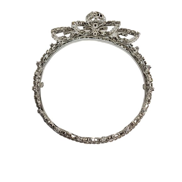 Silver Tone Clear Prong Set Rhinestone Bridal Wedding Pageant Tiara - Picture 6 of 9